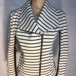 Alice Blue Stitch Fix striped Moto Jacket Sz Small